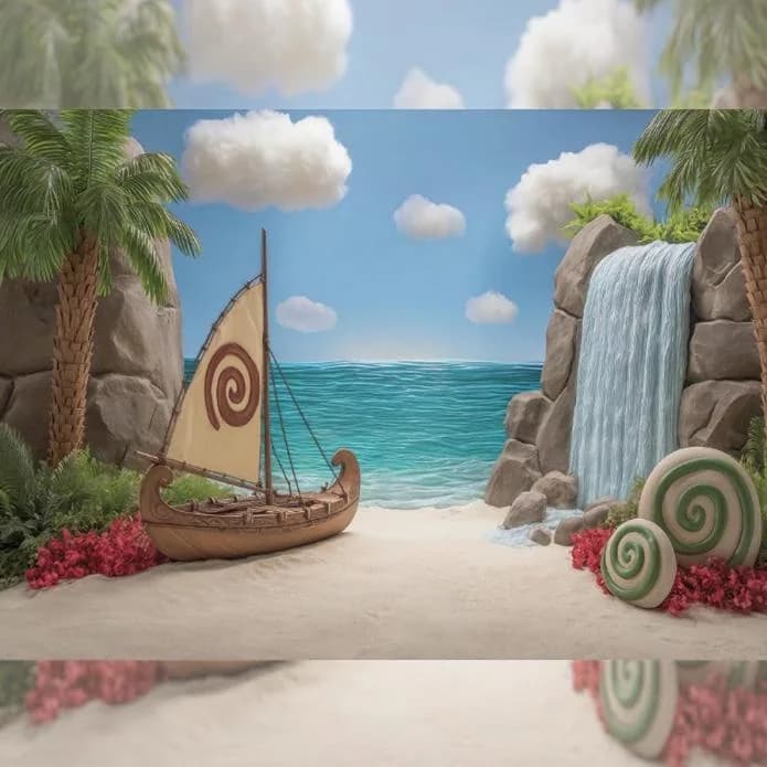 Bright beach backdrop with pale sand